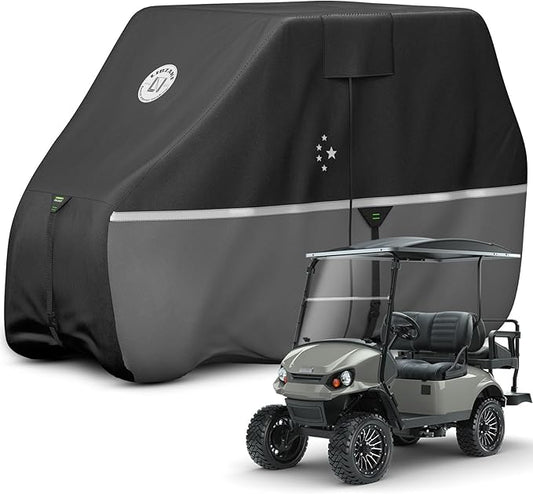 Waterproof Golf Cart Cover, Heavy Duty Marine Grade Fabric, Universal Fits for Most Brand 2/2+2/4+2 Passengers Yamaha, Honda, Club Car, EZGO Golf Cart