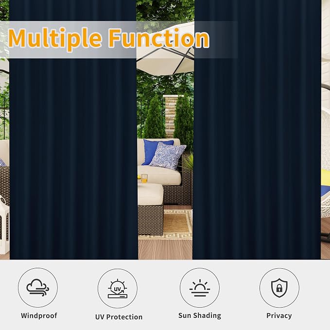 Easy-Going Outdoor Patio Curtains 2 Panels, 54x120 inch, Porch and Pergola - Image 5