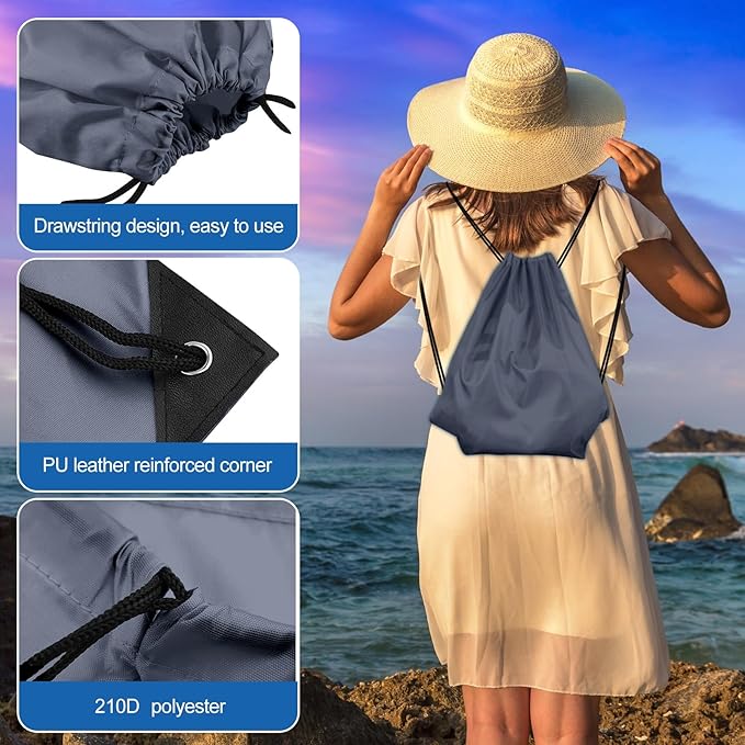 KUUQA 12 Pcs Drawstring Backpack Bags Bulk Gray Drawstring Bag Foldable Gym Bag Sports Cinch Sack String Backpack Storage Bags for Women Men Shopping Gym Travel Sports
