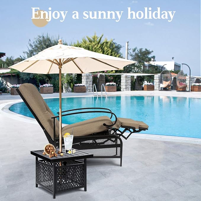 SUNCROWN Outdoor Recliner Chair Patio Adjustable Recliner Chair and Side Bistro - Image 2