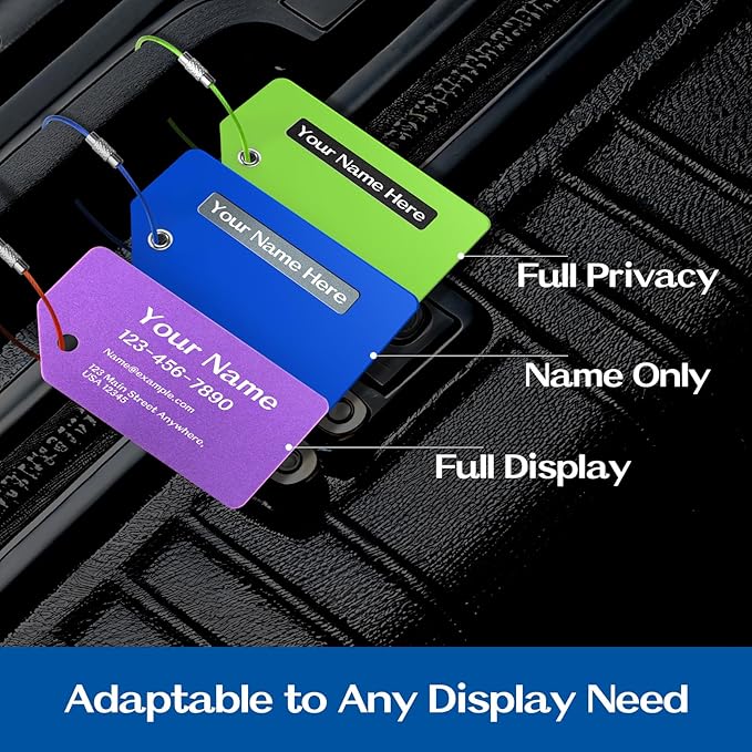 Personalized Luggage Tags for Suitcases, Custom Metal Luggage Tag for Bag with Silicone Sleeves, Durable Travel Tags, Laser Engrave Name Text, Gift for Travelers, 3.5x2 Inches (Orange)