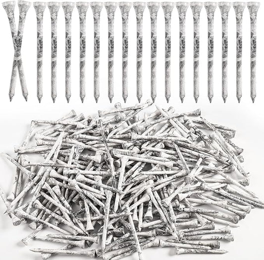 Amy Sport Golf Tees Styllish Bamboo Wooden Coloured Painted Bulk 200 Pack 1 1/2 3 1/4 2 3/4 Inch Tee, Enhanced Visibility Color Purple Pink Green Blue, Practice for Men Women