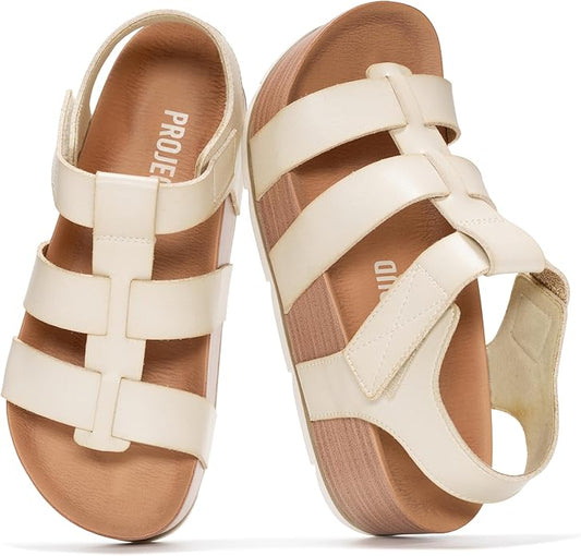 Project Cloud Platform Sandals Women - Comfortable Memory Foam Insole Ladies Wedges - Non Slip & Lightweight Strap Wedge Sandals for Women 2025 (Phased)
