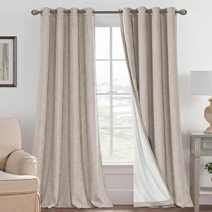 H.VERSAILTEX Blackout Curtains Linen Curtains 120 inches Long 100% Black Out by HVERSAILTEX