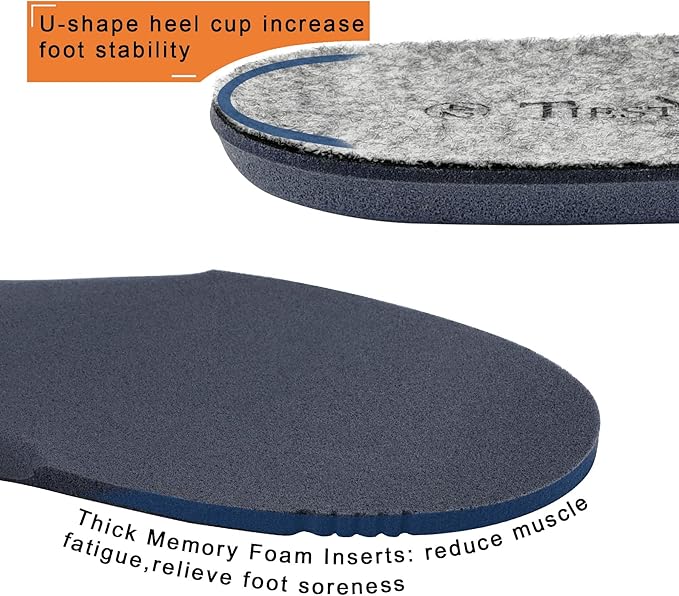 Thick Merino Wool Insoles for Women Fur Fleece Shoes Inserts Memory Foam Cushion Comfort Warm Sheepskin Insoles for Winter Snow Boots Slippers Grey 37EU,US6