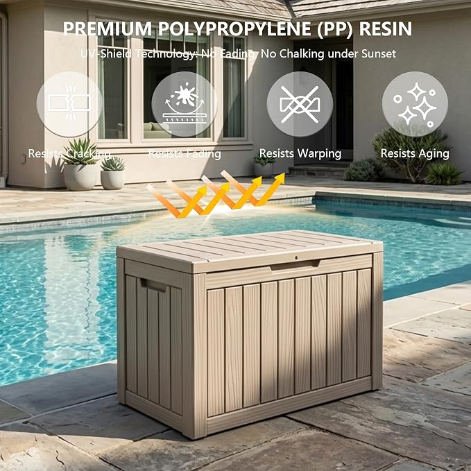 Outdoor Storage Box, 50 Gallon Waterproof Deck Box, Snap-Together Storage Bin - Image 5