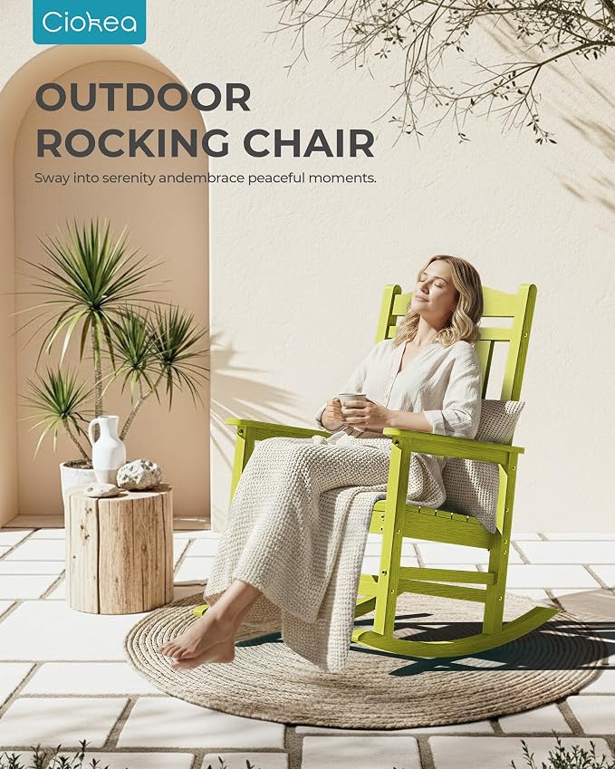 Oversized Outdoor Rocking Chair, 380lbs Heavy-Duty Large Patio Rocker, Weather - Image 7