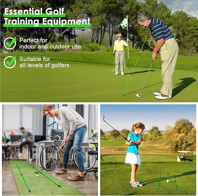 Rhino Valley Golf Alignment Sticks - 48" Collapsible Golf Practice Rods for Aiming, Putting, Full Swing Trainer, Posture Corrector with Clear Tube Case, Golf Training Equipment