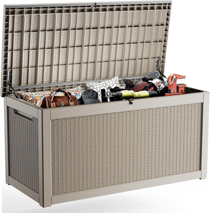 320 Gallon Outdoor Deck Box, Lockable Waterproof Outdoor Storage Boxes by MAIUSCOLI