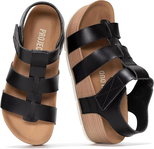 Project Cloud Platform Sandals Women - Comfortable Memory Foam Insole Ladies Wedges - Non Slip & Lightweight Strap Wedge Sandals for Women 2025 (Phased)