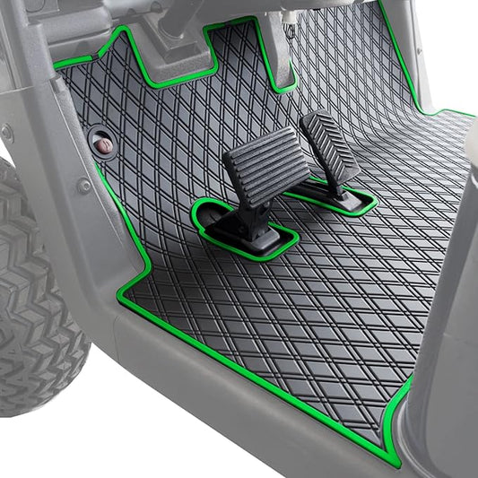 Xtreme Mats EZGO RXV Golf Cart Mat, Full Coverage Golf Cart Floor Liner Mat - Only Fits EZGO RXV (2008-2022) & 2Five (2009+) - Black with Green Trim