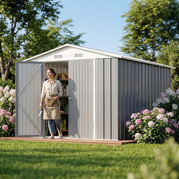 Devoko 8x12 FT Outdoor Storage Shed, Metal Tool Shed - Image 6