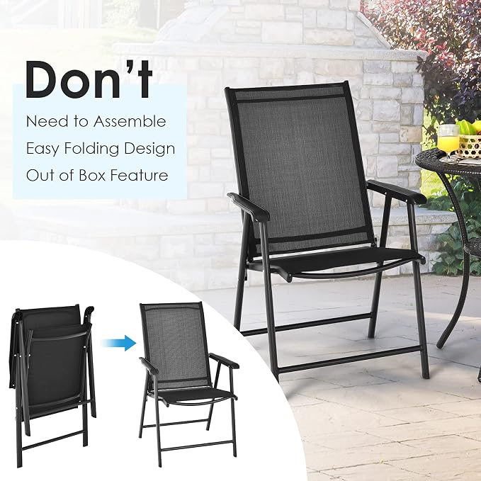 GIANTEX Set of 4 Patio Folding Chairs, Outdoor Chairs - Image 4