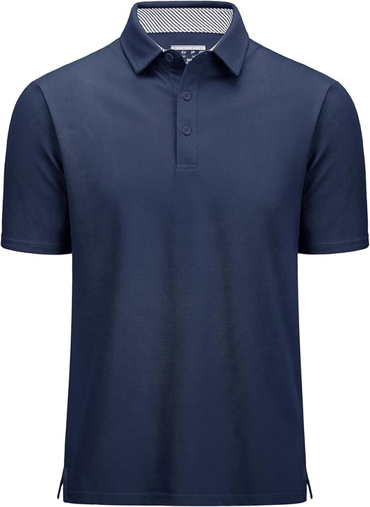 MAGCOMSEN Men's Polo Shirts Short Sleeve Cotton Pique 3 Button Classic Fit Casual T-Shirt Performance Golf Shirts