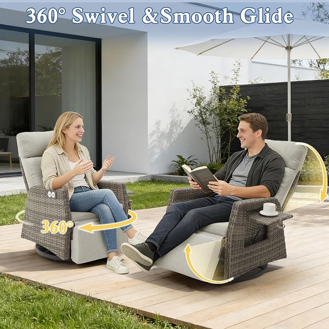 Outdoor Swivel Recliner Chair, Adjustable Rattan Patio Recliners | Independent - Image 3