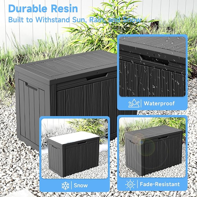 55 Gallon Outdoor Storage Box Waterproof, UV Resistant Resin Deck Box - Image 5