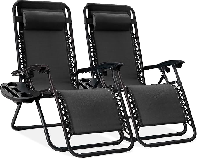 Best Choice Products Set of 2 Adjustable Steel Mesh Zero Gravity Lounge Chair by Unknown