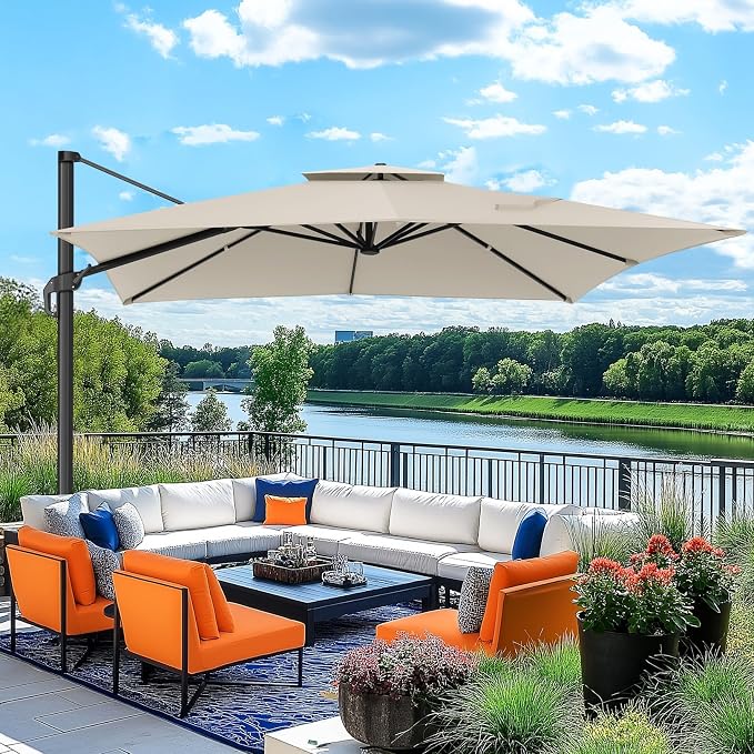 Hoteel Outdoor Patio Umbrella - 10ft Cantilever Umbrella by HOTEEL