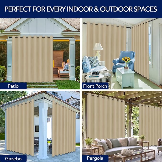 PureFit Outdoor Curtains for Patio Waterproof Weatherproof Outside Curtains | - Image 5