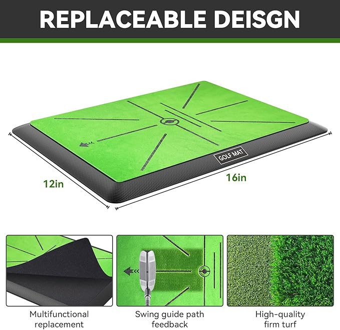 Golf Mat, Practice Outdoor Indoor for Training Chipping Show Swing Path, Hitting Turf Mat with Rubber Backing,Golf Accessories,Gifts for Men/Dad/Husband
