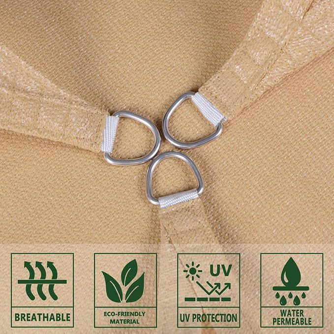 Sun Shade Sail 16' x 16' x 16' Sand Triangle Shade Canopy | Outdoor sun shade - Image 5