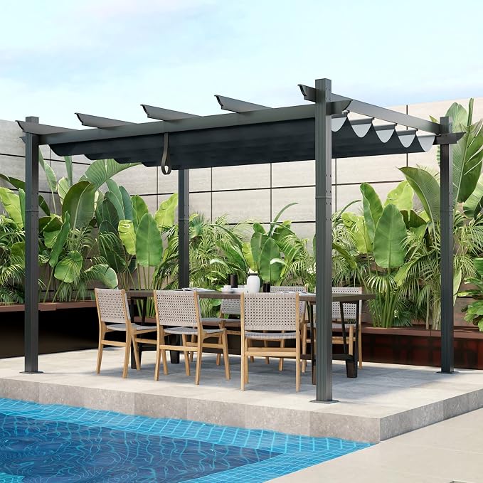 Tangkula 10x12 Ft Pergola, Heavy-Duty Aluminum Outdoor Pergola by TANGKULA