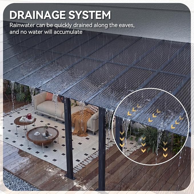 Aoxun 24’x10’ Gazebo with Aluminum Frame & Polycarbonate Panel, Outdoor Patio - Image 6