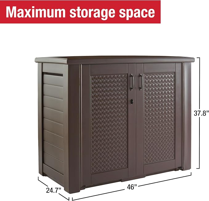 Rubbermaid Decorative Outdoor Storage Cabinet, Weather Resistant, Organization - Image 5