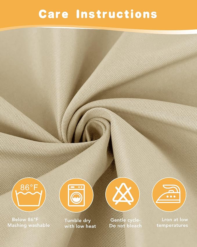 HolidayIdeas Outdoor Curtains for Patio Waterproof 4 Pcs 54x108 Inch Cream | - Image 7