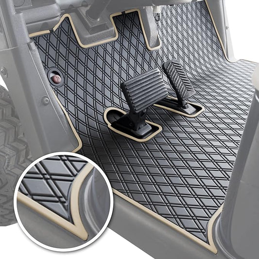 Xtreme Mats Compatible with EZGO RXV Golf Cart Mat, Full Coverage Golf Cart Floor Liner Mat - Only Fits EZGO RXV (2008-2022) & 2Five (2009+) (Beige Trim)