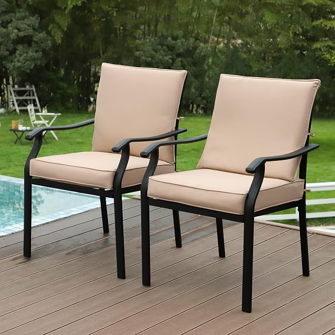 LVUYOYO Outdoor Patio Dining Chairs Set of 2, Metal Stackable Chairs Set by LVUYOYO