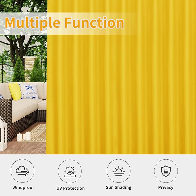 Easy-Going Outdoor Patio Curtains 2 Panels, 110x96 inch, Porch and Pergola - Image 5