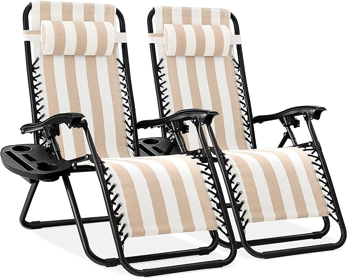 Best Choice Products Set of 2 Adjustable Steel Mesh Zero Gravity Lounge Chair by Unknown