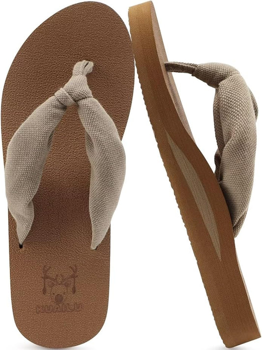 KuaiLu Flip Flops for Women with Arch Support Yoga Mat Comfortable Summer Beach Walking Thong Cushion Sandals Slip On Indoor Outdoor