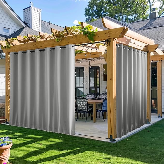 NICETOWN Gazebo Curtains Outdoor Waterproof W100 x L84 in Silver Grey | by NICETOWN