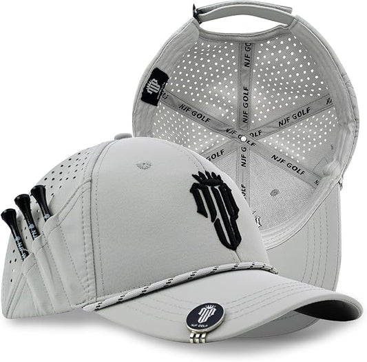 NJF Golf™ Hat Men - Breathable Mens Golf Hats, Adjustable Rope Snapback Cap, Convenient Cap with Tee Holder