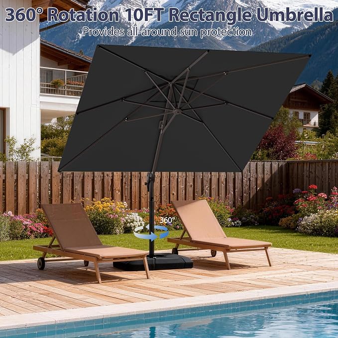 10' X 10' Patio Umbrella Cantilever Outdoor Rectangle Umbrella, Heavy Duty - Image 3