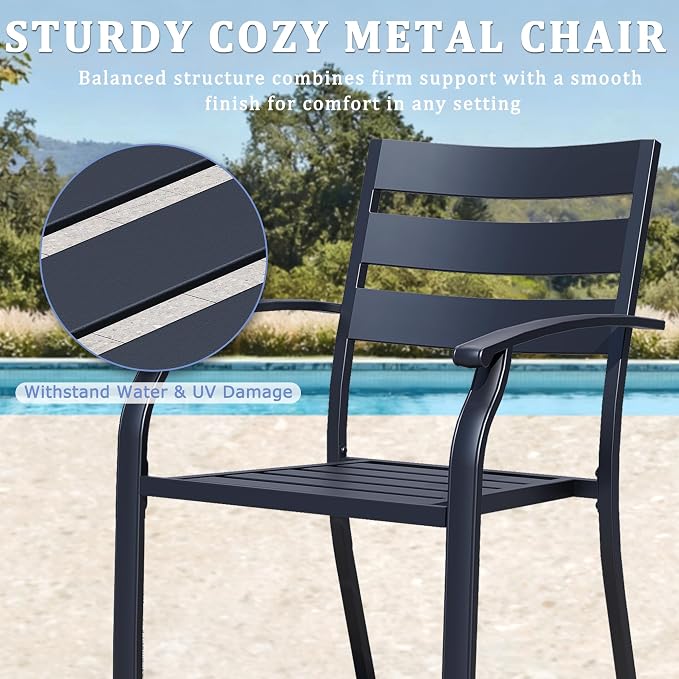 Patio Dining Chairs Set of 2, Wrought Iron Patio Furniture Chairs - Image 5