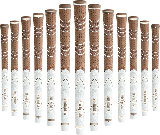 Mile High Life Golf Grips 13 Pack / 3 Pack - All-Weather Soft Rubber Golf Club Grips - High Shock Absorption, Enhanced Traction - Standard, Midsize & Jumbo Size (Core 0.58"-0.61")