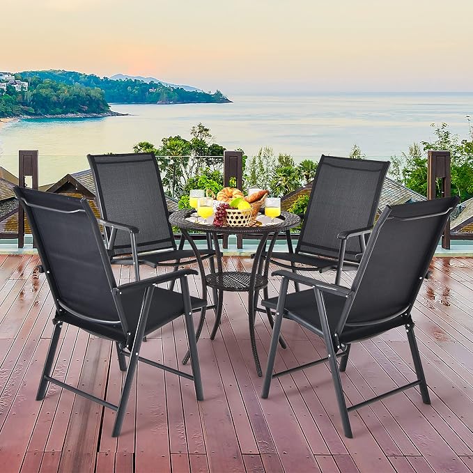 GIANTEX Set of 4 Patio Folding Chairs, Outdoor Chairs - Image 7
