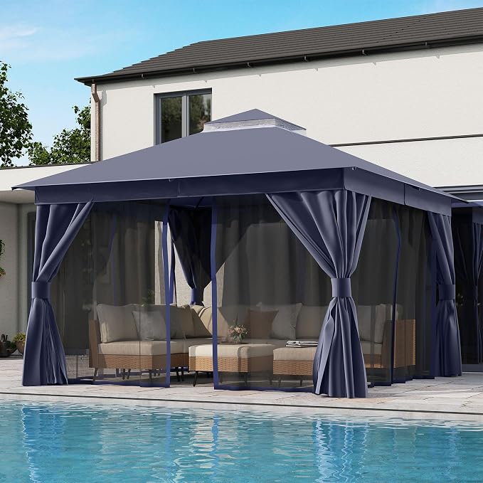 12'x12' Outdoor Gazebo, Heavy Duty Metal Frame Patio Canopy - Image 3