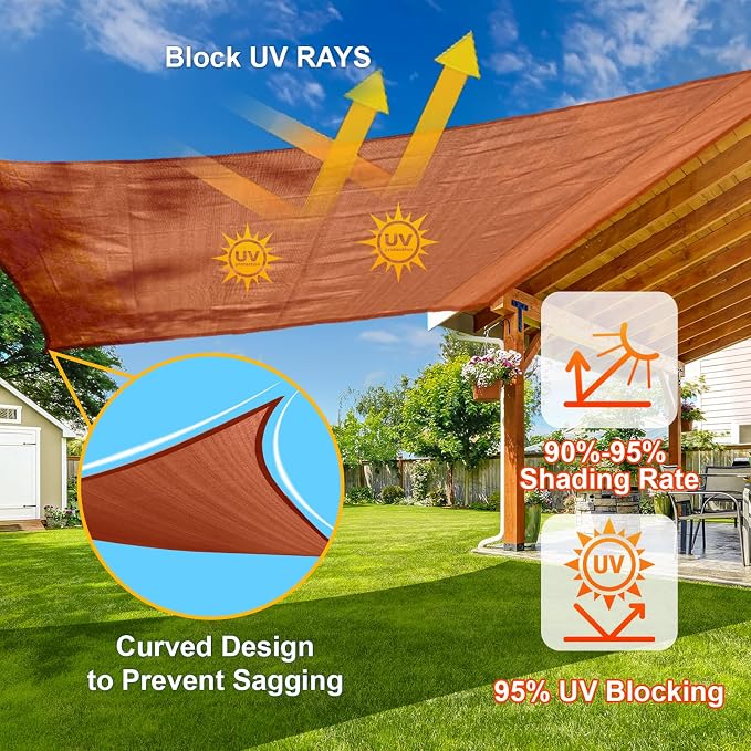 Sun Shade Sail 12'x17' Terra Red Rectangle Custom Size | 95% UV Block, Cooling - Image 4