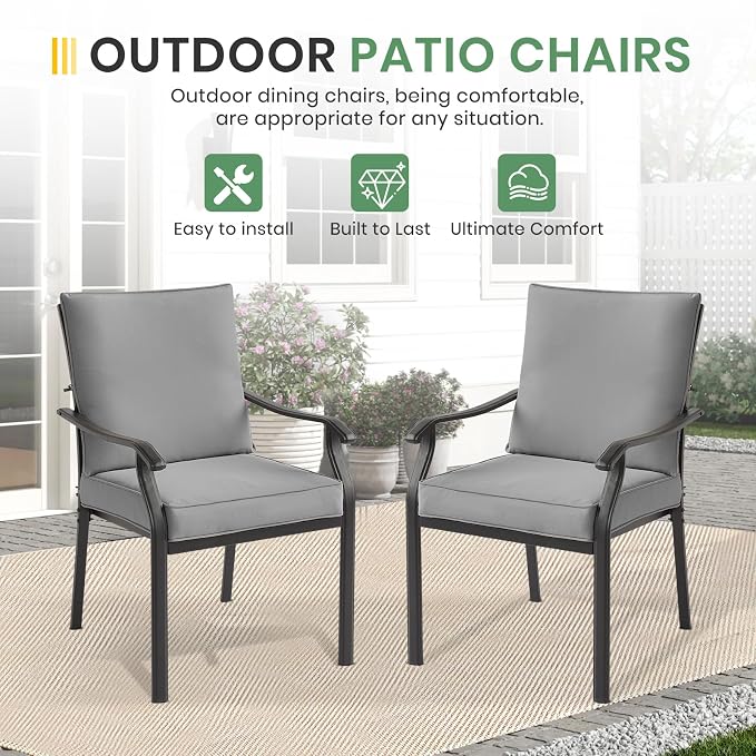 LVUYOYO Outdoor Patio Dining Chairs Set of 6, Metal Stackable Chairs Set - Image 4