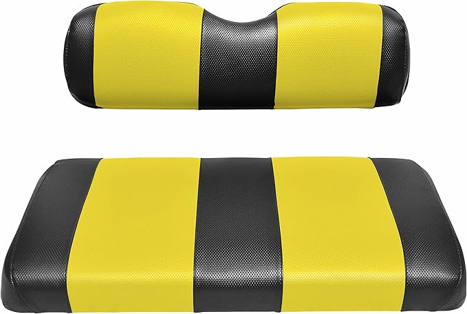 Seat Cover Replacement for Yamaha Drive or G-29 Golf Cart - Front Bench Seat - Premium Marine Vinyl - 5 Panel Stitching - Staple On Installation - Two-Tone Golf Cart Seat Covers (Black & Yellow)