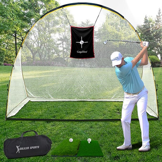 Gagalileo Golf Net: 10x7ft Practice Driving with Barrier Tur Mat Target for Backyard Home Adults Beginners