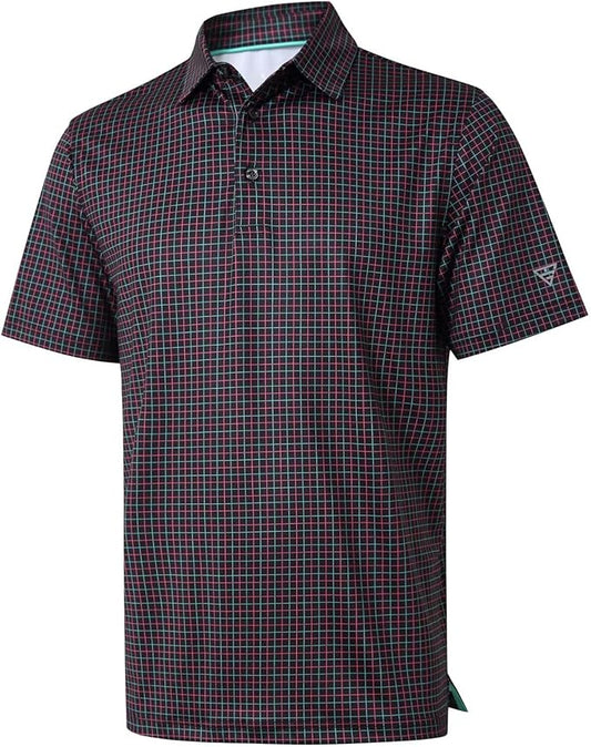 Golf Shirts for Men Dry Fit Short Sleeve Print Performance Moisture Wicking Polo Shirt