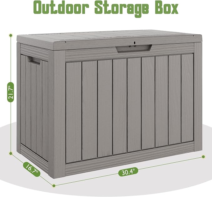 55 Gallon Outdoor Storage Box, All-Weather Resin Deck Box Outdoor Waterproof - Image 2
