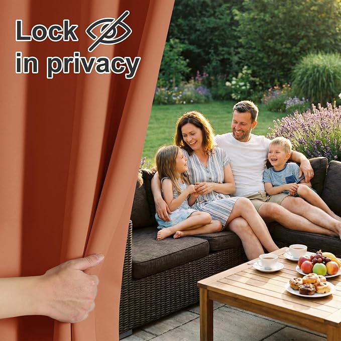 RYB HOME Outdoor Curtains for Patio Waterproof Privacy Thermal Insulated | - Image 3