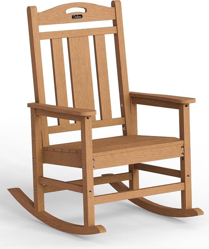 Oversized Outdoor Rocking Chair, 380lbs Heavy-Duty Large Patio Rocker, Weather by CIOKEA