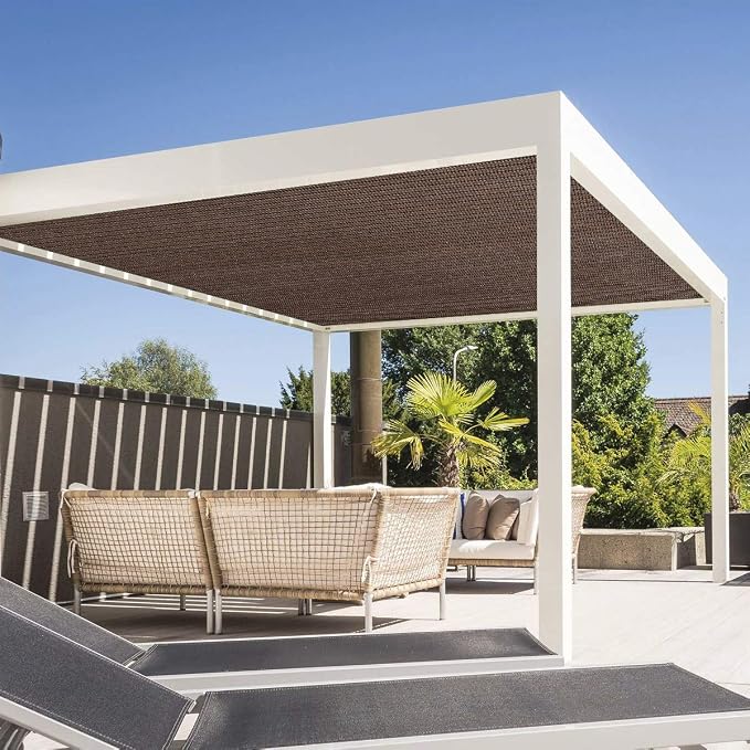 Eden's Decor Straight Flat-Edged Sun Shade Sail Rectangular 12' x 22' Brown - Image 6
